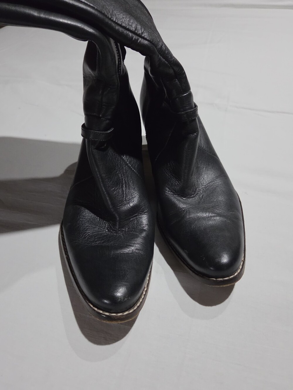 Timberland Black Leather Knee High Heeled Boots 9M Side Zipper - Picture 4 of 8